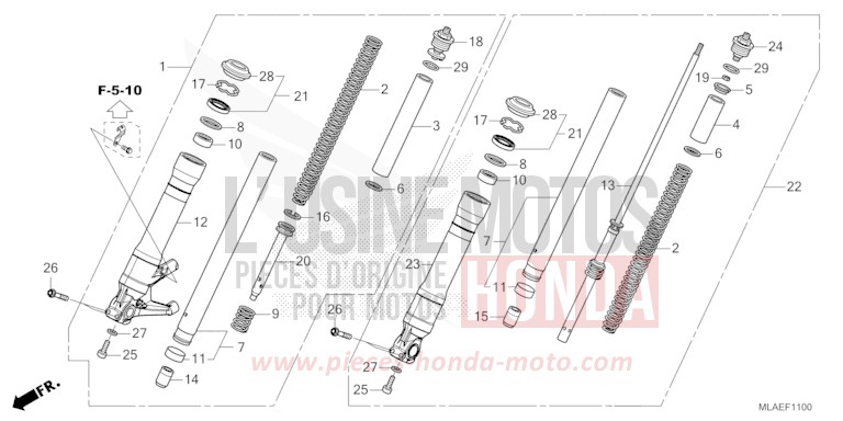 GABEL, VORNE von CMX 1100 "Rebel" IRIDIUM GRAY METALLIC (NHC65) von 2024
